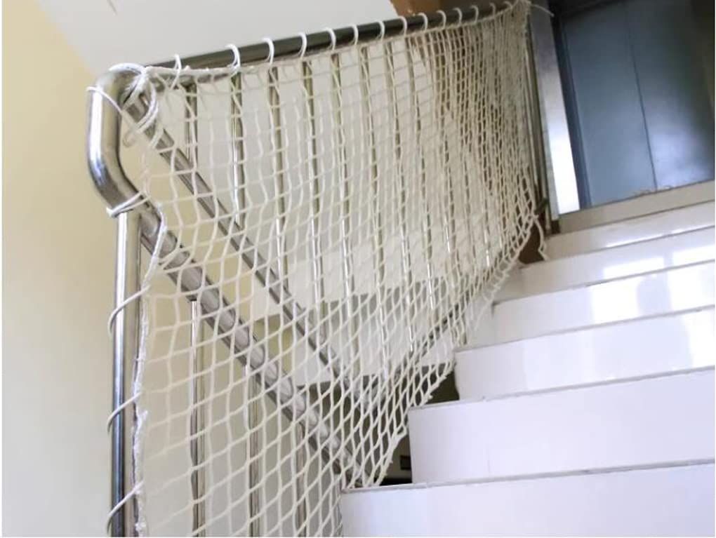 Protective netting fitted around an apartment staircase