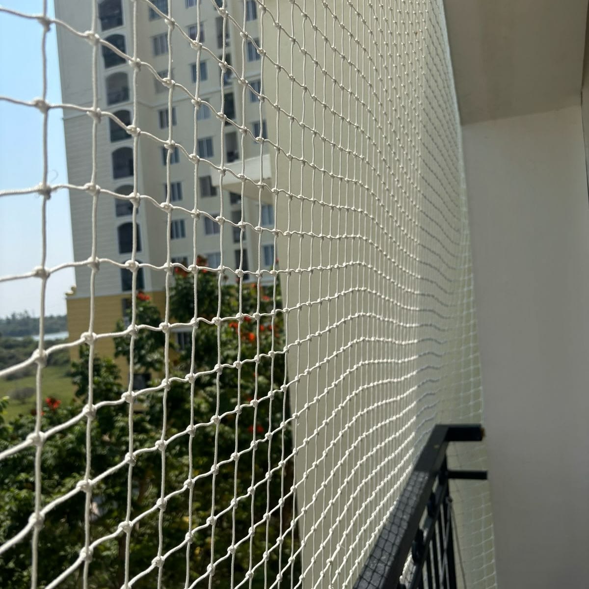 Staircase safety net installation for suitable open stairways and railing gaps in Bengaluru by Gaara Safety Nets